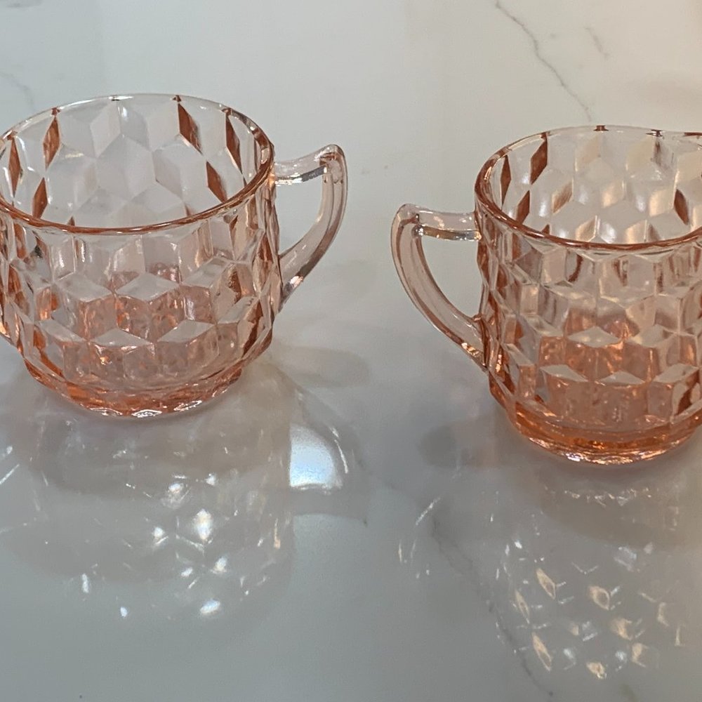 Desirable Style: Vintage Pink Depression Glass Creamer and Sugar Bowl
